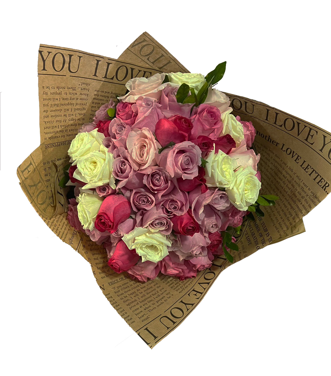 Buquê com 70 Botões de Rosas Claras