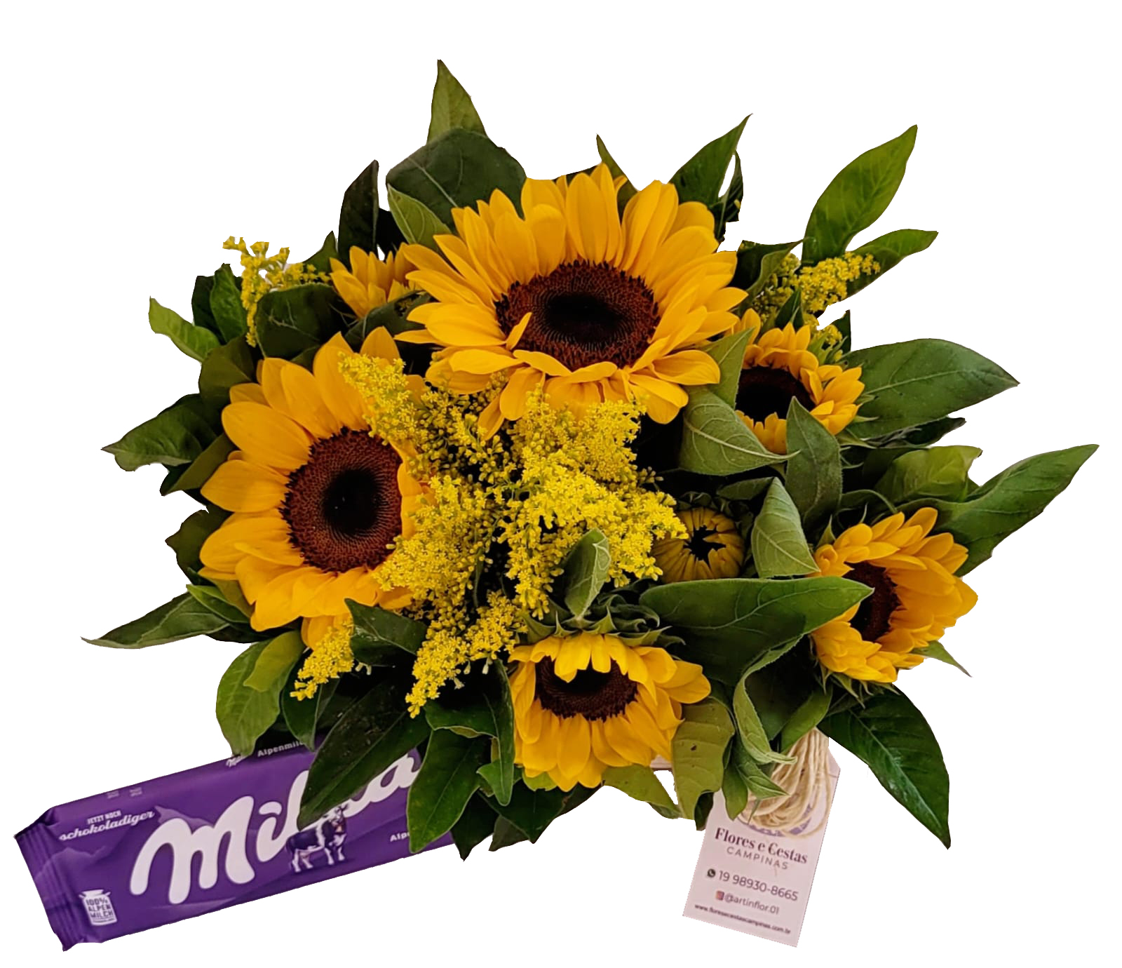 Arranjo de Girassóis com Chocolate - Imagem 2